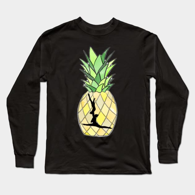 A women’s pair in front of a pineapple Long Sleeve T-Shirt by artsyreader